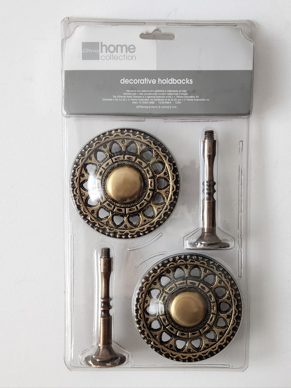 JC Penney Home Decorative Curtain Holdbacks Tie Backs - Antique Gold Medallion